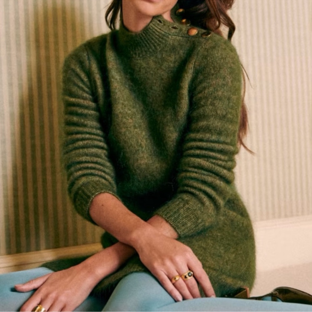 sezane green wool dress Szane Merino Wool Mini Dress - Green Dresses, Clothing - WSEZA52457